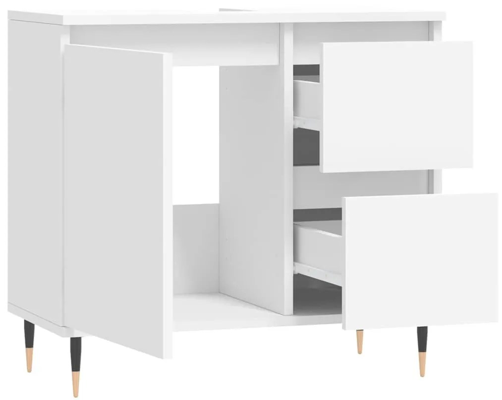 Armário de casa de banho 65x33x60cm derivados de madeira branco