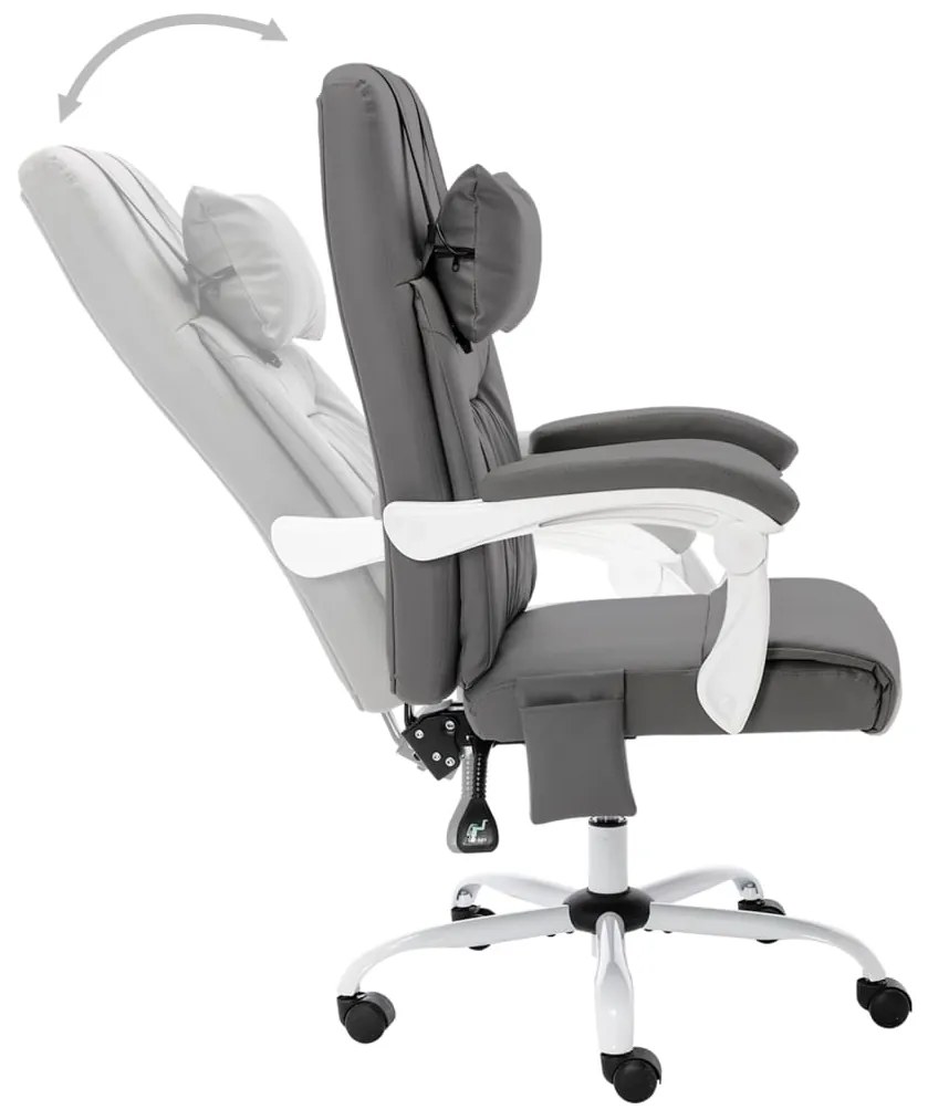 Cadeira escritório c/ função massagem couro artificial cinzento
