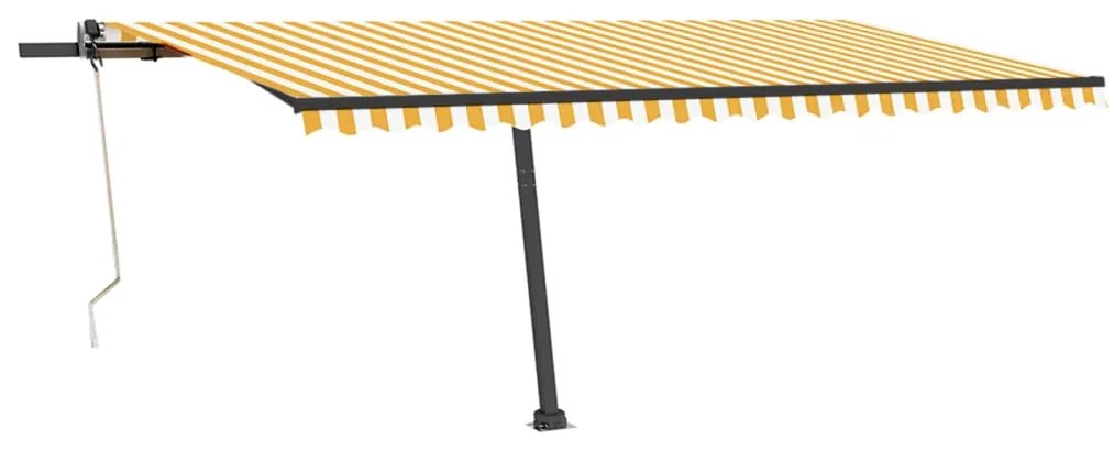 Toldo autom. LED e sensor de vento 500x350 cm amarelo/branco