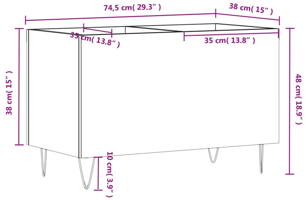 Armário para discos 74,5x38x48 cm derivados de madeira branco