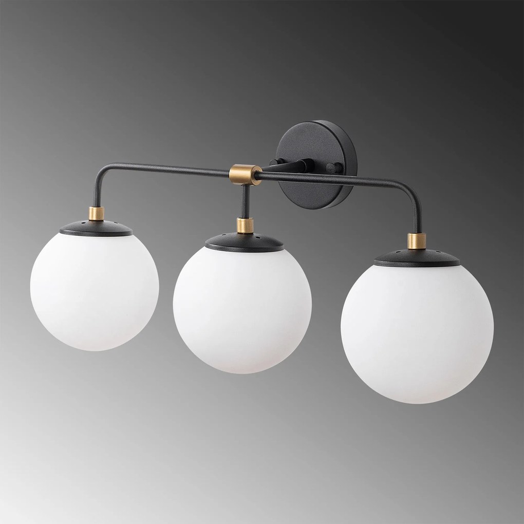 Aplique de Parede Horn – Preto, Dourado, Branco – 56 x 21 x 27 cm