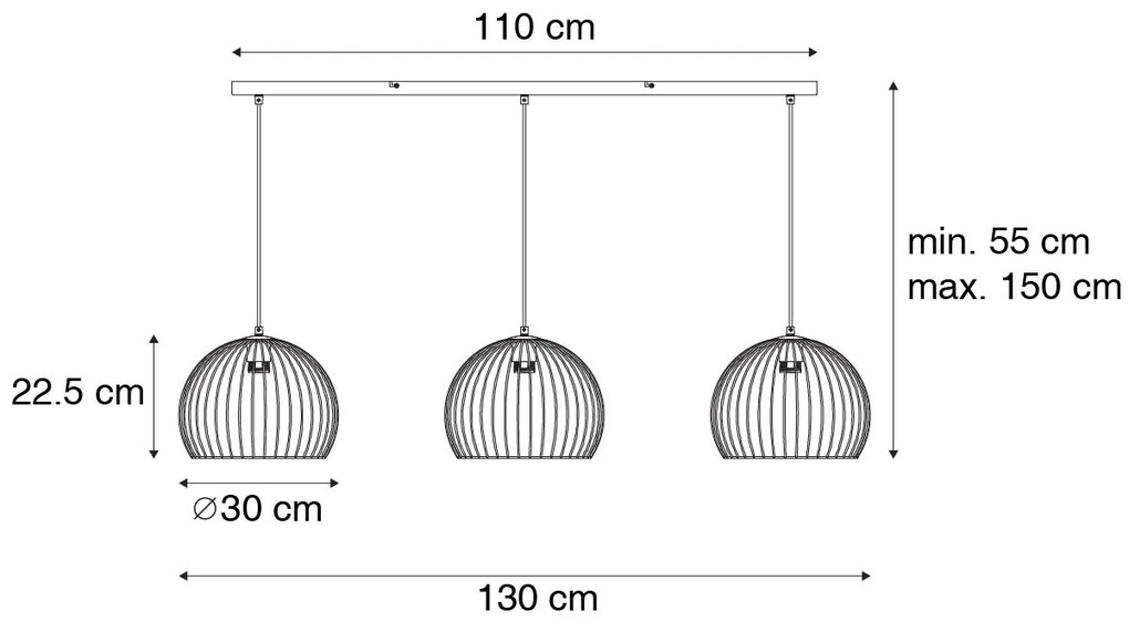 Candeeiro de suspensão moderno preto 3 luzes - Koopa Moderno