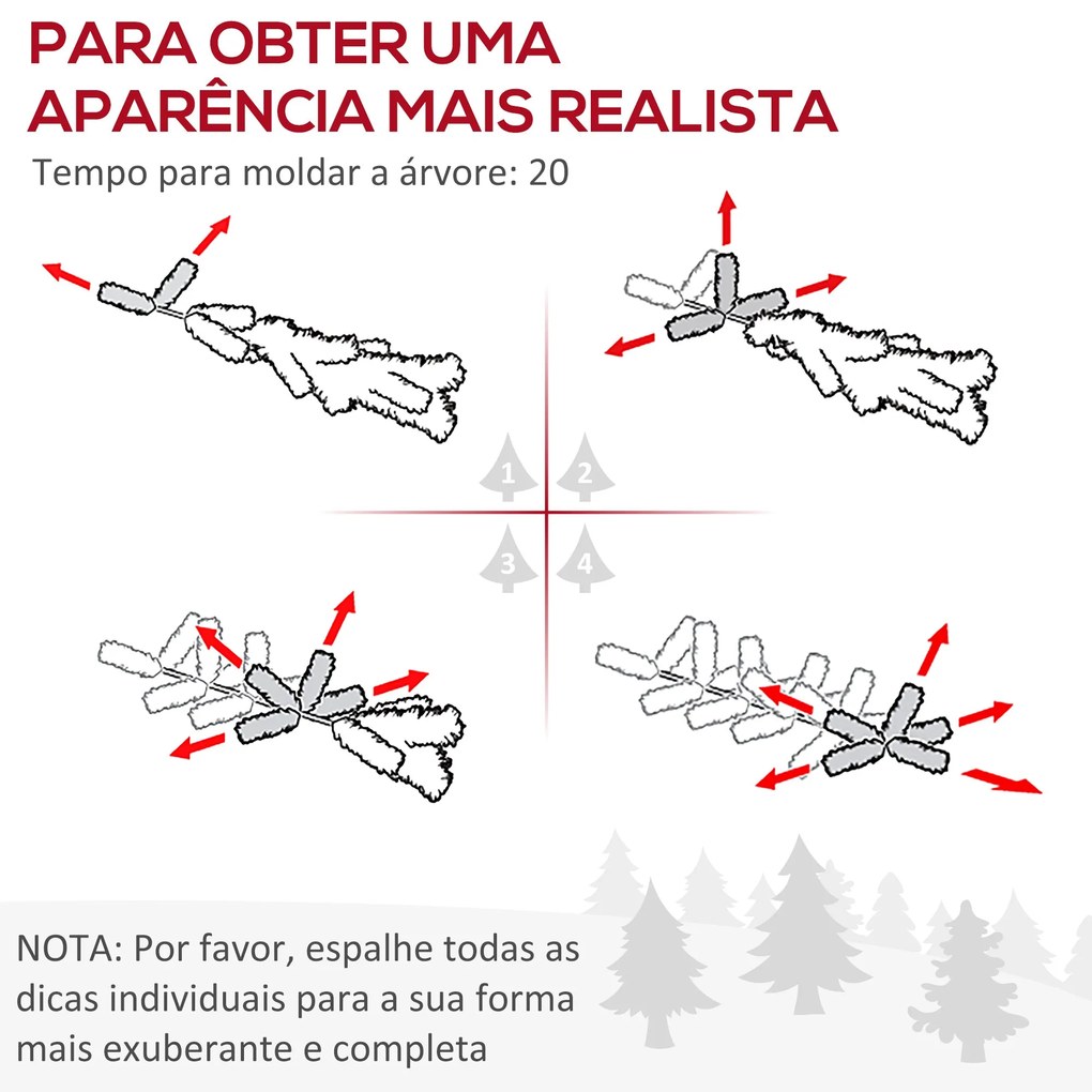 HOMCOM Árvore de Natal Artificial 150cm Ignífugo com 420 Ramos 48 Deco