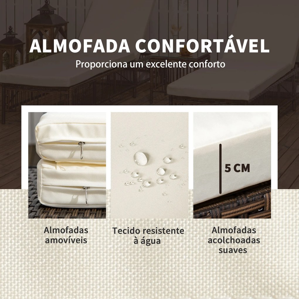 Conjunto de 2 Espreguiçadeiras de Jardim Espreguiçadeiras de Vime Sint