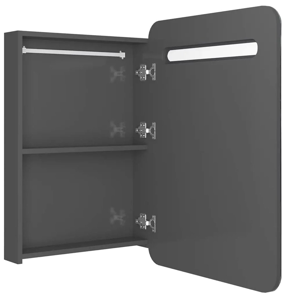 Armário espelhado casa de banho LED 60x11x80 cm cinza brilhante