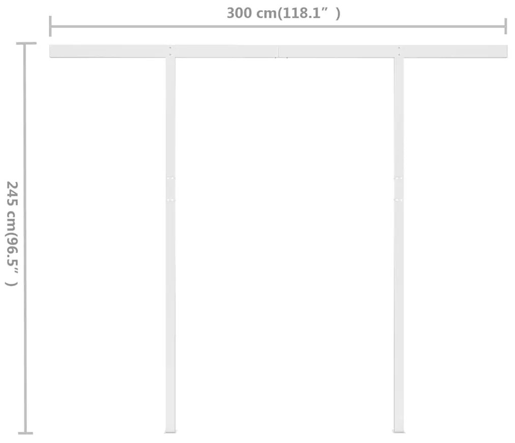 Toldo retrátil manual com postes 3x2,5 m cor creme