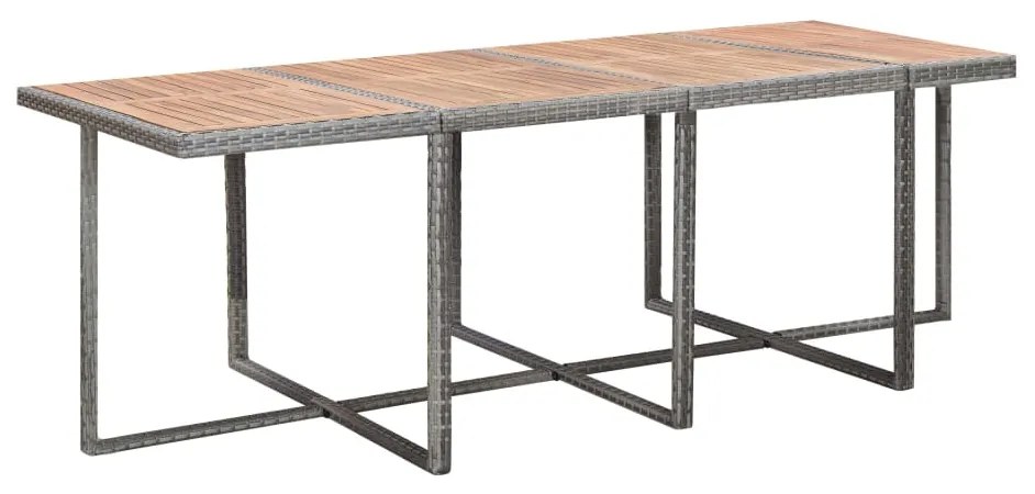 13 pcs conjunto jantar exterior vime e madeira acácia antracite