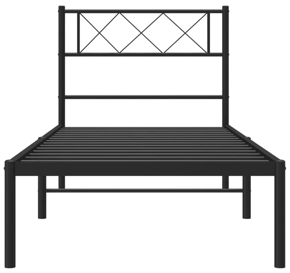 Estrutura de cama com cabeceira 80x200 cm metal preto