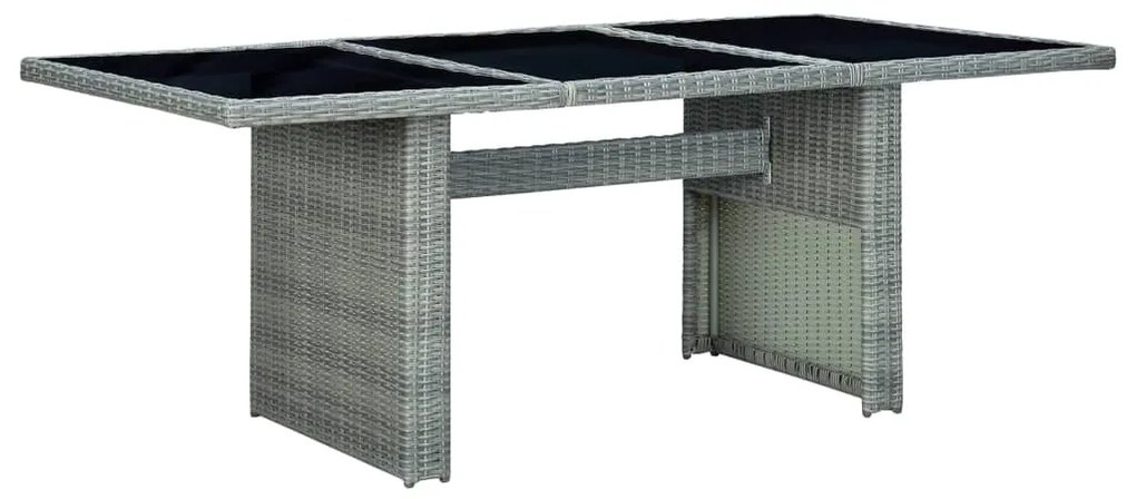 7 pcs conj. jantar exterior + almofadões vime PE cinzento-claro