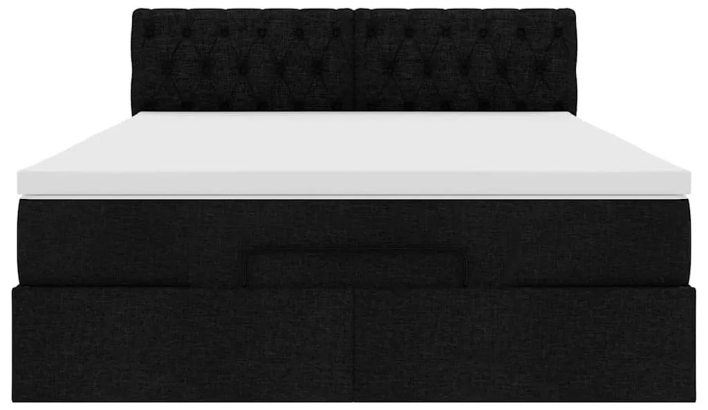 Cama otomana com colchão 140x200 cm tecido preto