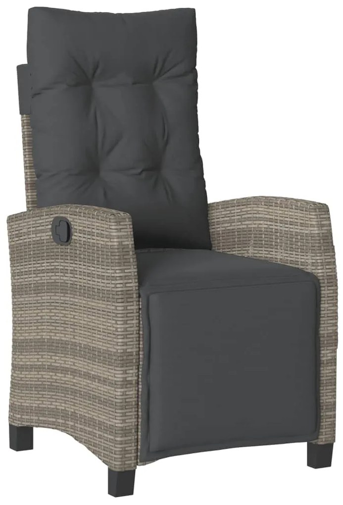 7 pcs conjunto de jantar p/ jardim c/ almofadões vime PE cinza