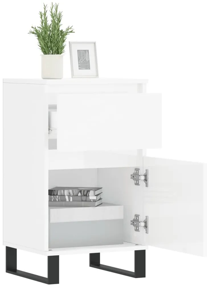 Aparadores 2 pcs 40x35x70 cm deriv. de madeira branco brilhante