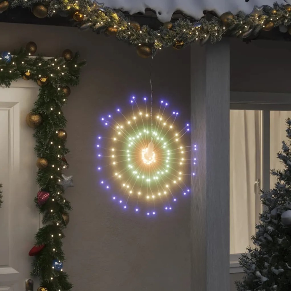 Iluminação estrelar p/ Natal 140 luzes LED 17 cm multicor