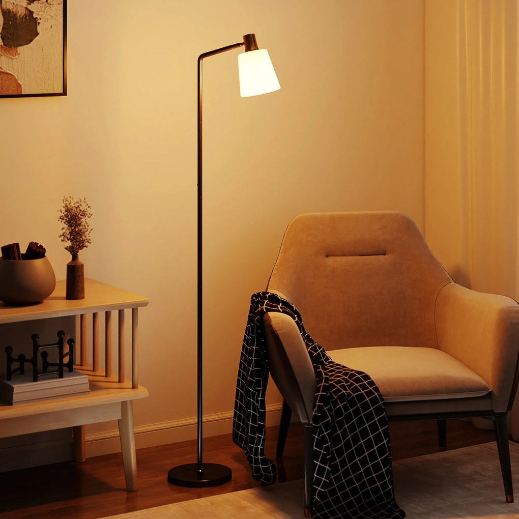 Candeeiro de pé para sala de estar 45 x 21 x 148 cm com cabeça giratória a 350°, candeeiro de pé moderno com 3 temperaturas de cor, preto