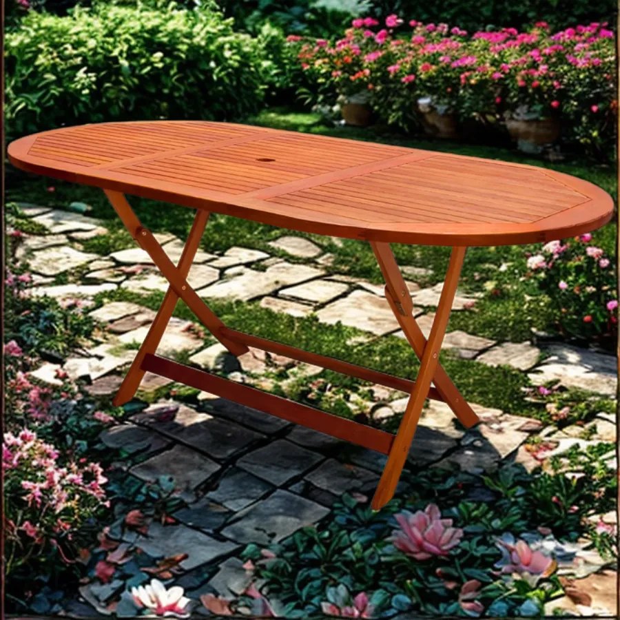 Mesa de jardim Alabama em madeira de acácia com certificação FSC® 160x85x75cm Castanha