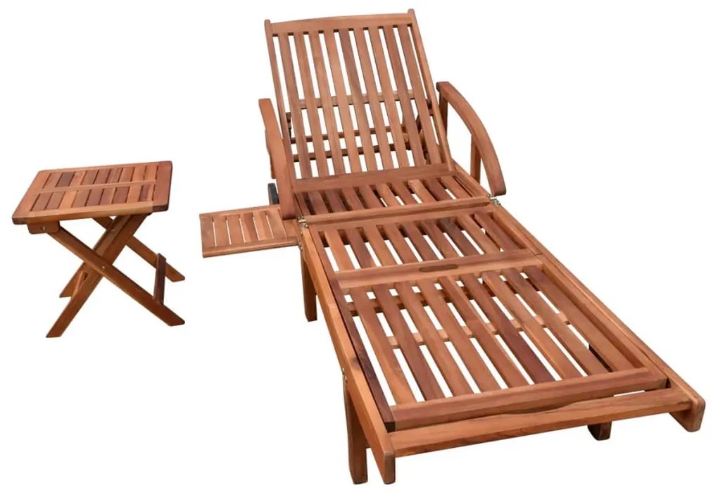 Espreguiçadeira com mesa madeira acácia maciça