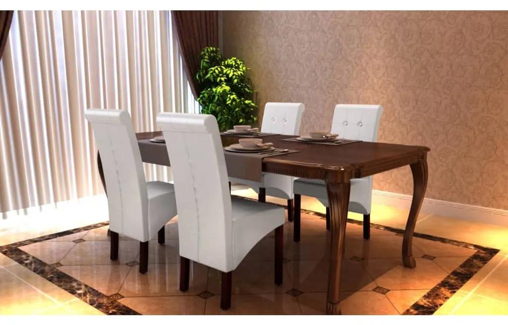 160315 vidaXL Cadeiras de jantar 4 pcs couro artificial branco