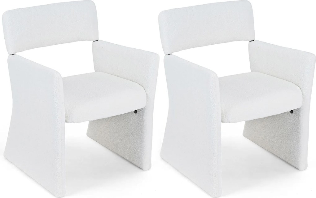 Conjunto de 2 Cadeirões Estofados (MESA NÃO INCLUIDA), 63 x 62 x 83 cm, Estrutura Metálica Reforçada, Branco