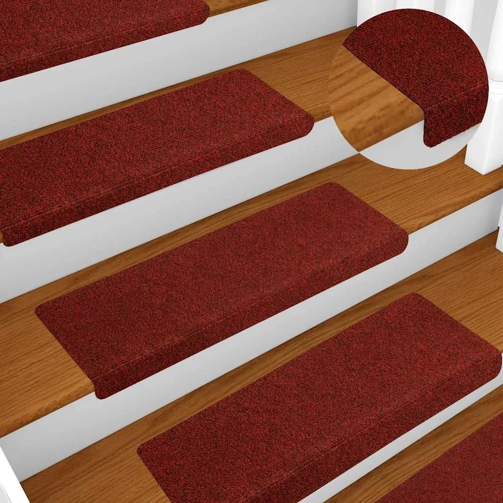 Tapetes de escada 5 pcs 65x21x4 cm agulhado bordô