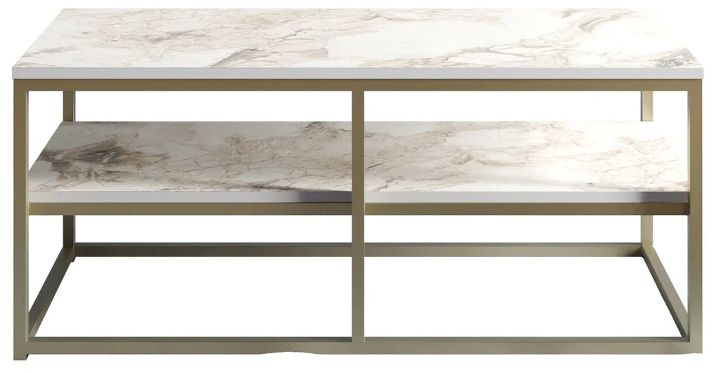 Mesa de Centro Forteaus – Dourada e Branca – 110,4 x 47 x 52 cm