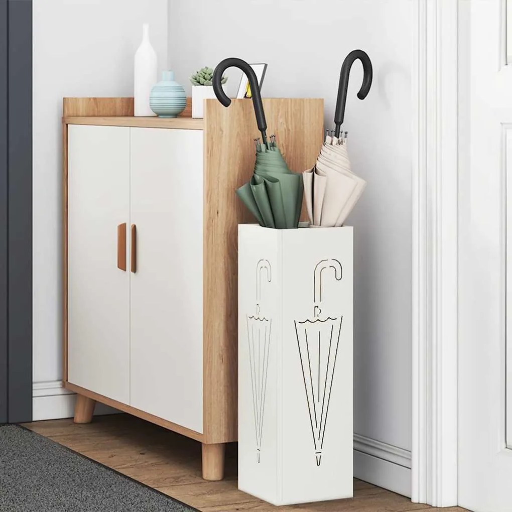 Suporte para Guarda-chuva Branco Metal Compacto