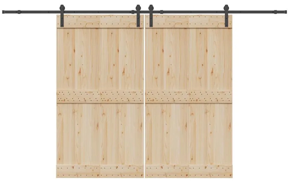 Kit de ferragens para porta deslizante 366 cm aço preto