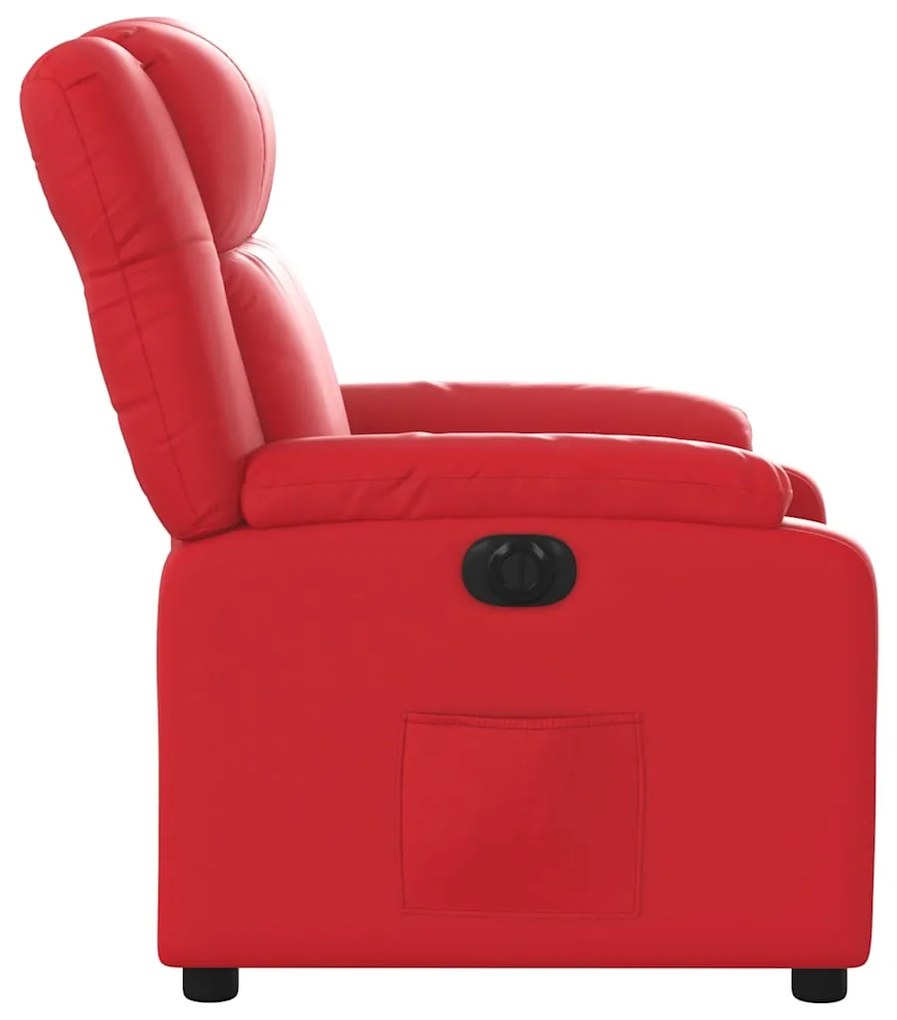 Poltrona reclinável elétrica couro artificial vermelho