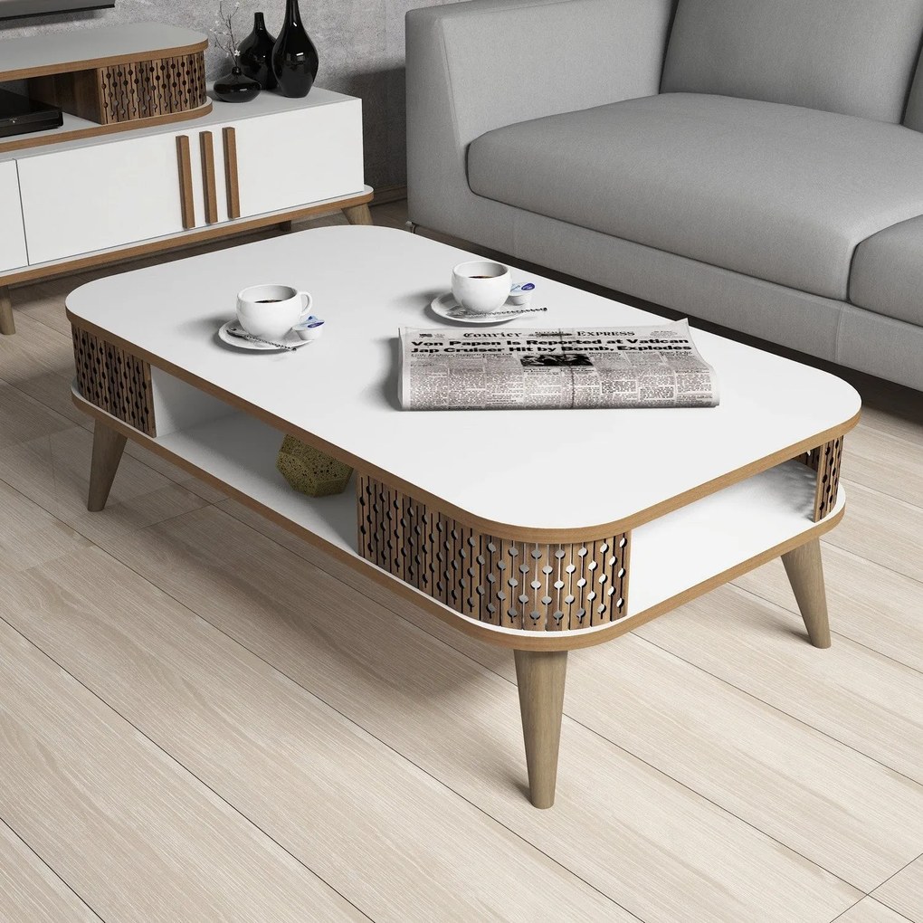 Mesa de Centro Eylül – Branco – 105x34,6x60 cm