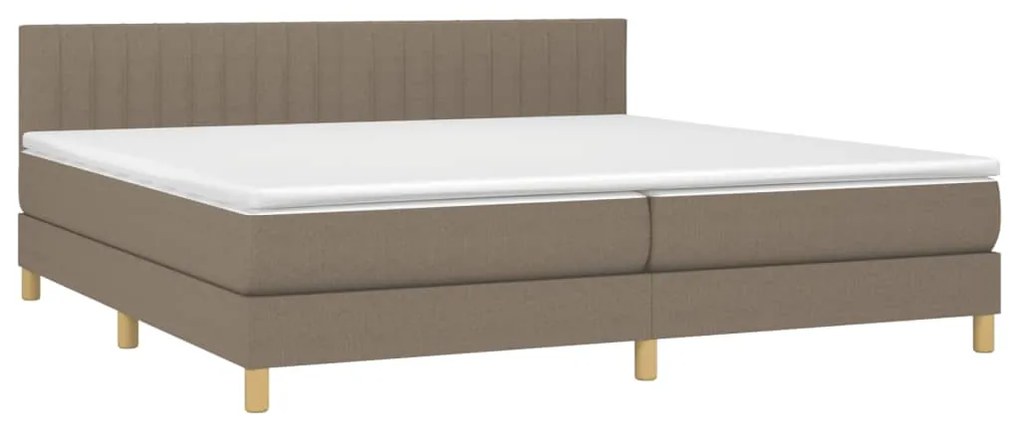 Cama box spring colchão/LED 200x200cm tecido cinza-acastanhado