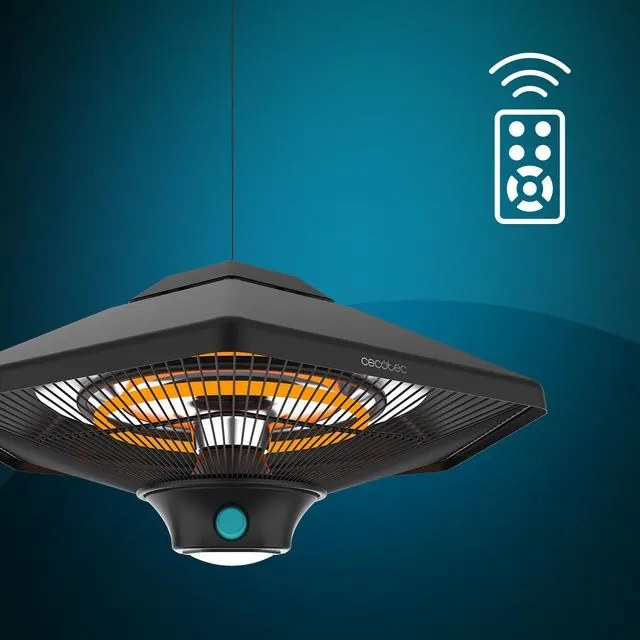 Aquecedor exterior de teto Cecotec ReadyWarm 2000 Power Ceiling com uma grande potência máxima de 2000 W