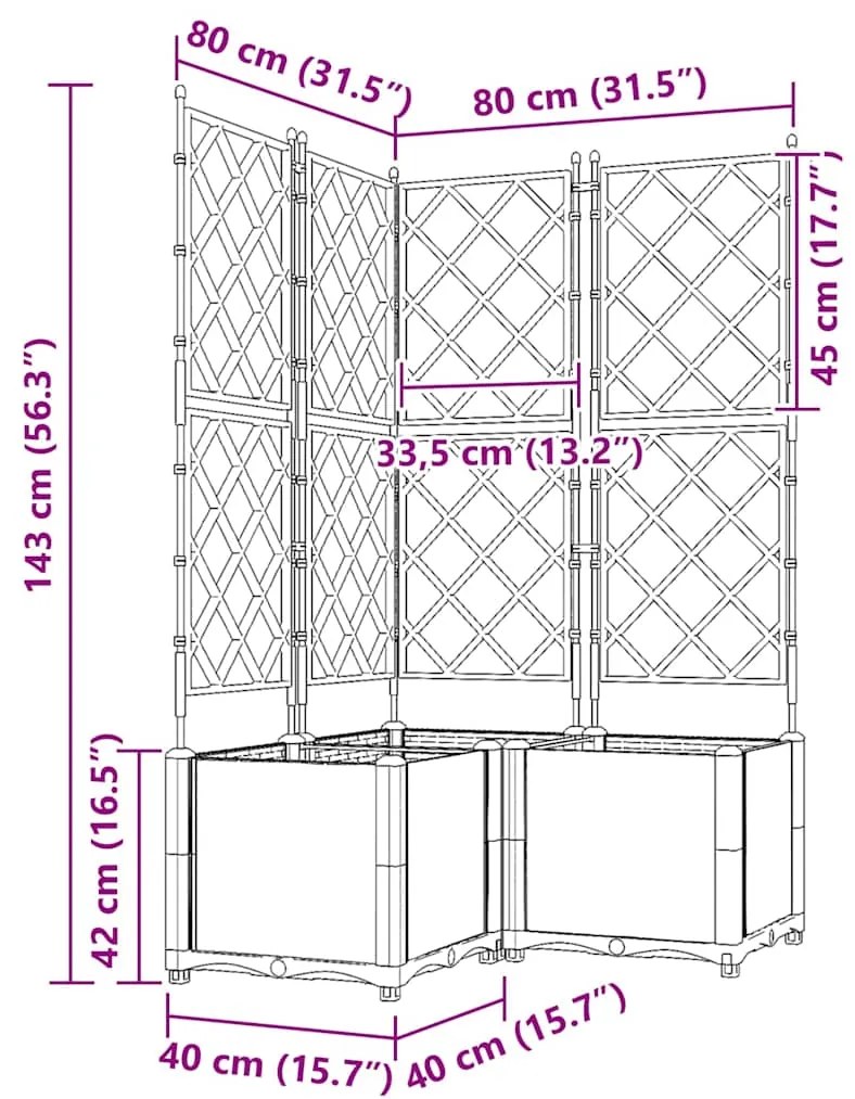 Plantadeira de Jardim com Treliça 2 pcs Branca 80x40x143 cm
