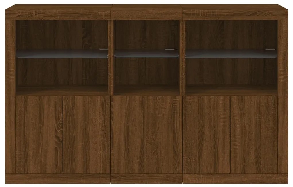 Aparador com luzes LED 162x37x100 cm carvalho castanho