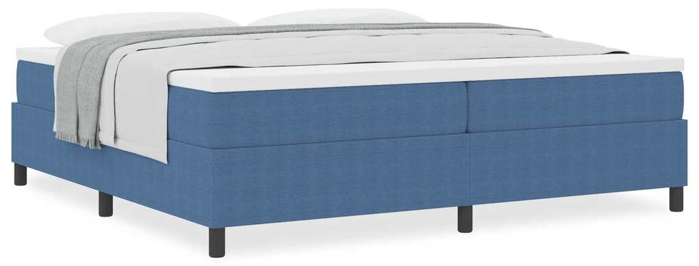 Cama Box Spring com Colchão, Azul, 200x200 cm, Tecido de Veludo Cotelê