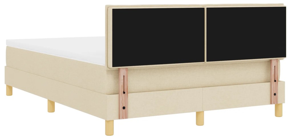 Cama com Box Spring com Colchão Creme 140x200 cm Tecido