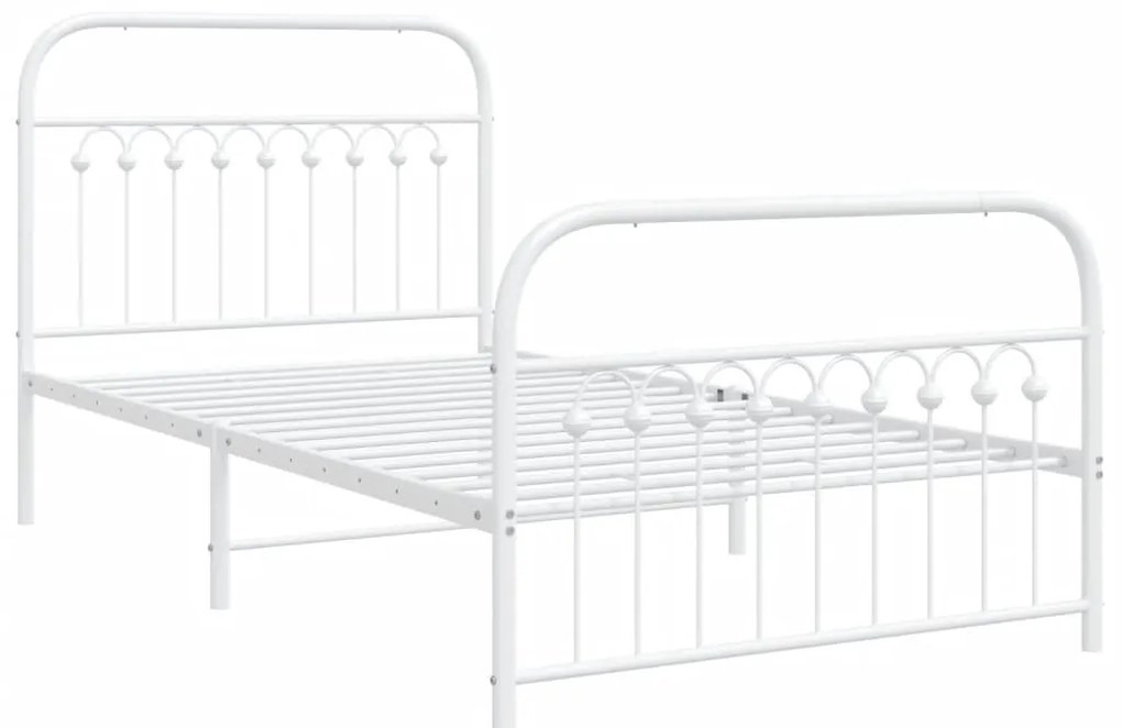 Estrutura de cama com cabeceira e pés 100x190 cm metal branco