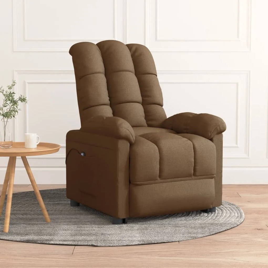 3073752 vidaXL Poltrona elétrica reclinável tecido castanho