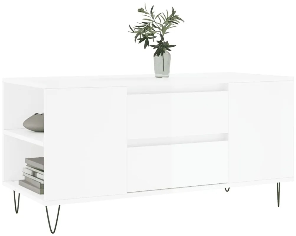 Mesa centro 102x44,5x50cm derivados de madeira branco brilhante