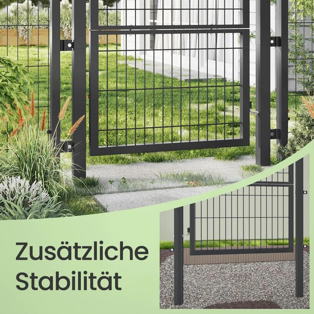 Portão de jardim, porta de jardim, aço galvanizado 106 x 6 x 170 cm Cinzento