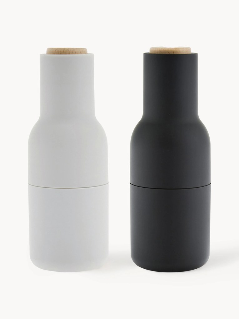 Saleiro e pimenteiro de designer com tampa em madeira de faia Bottle Grinder, 2 uni.