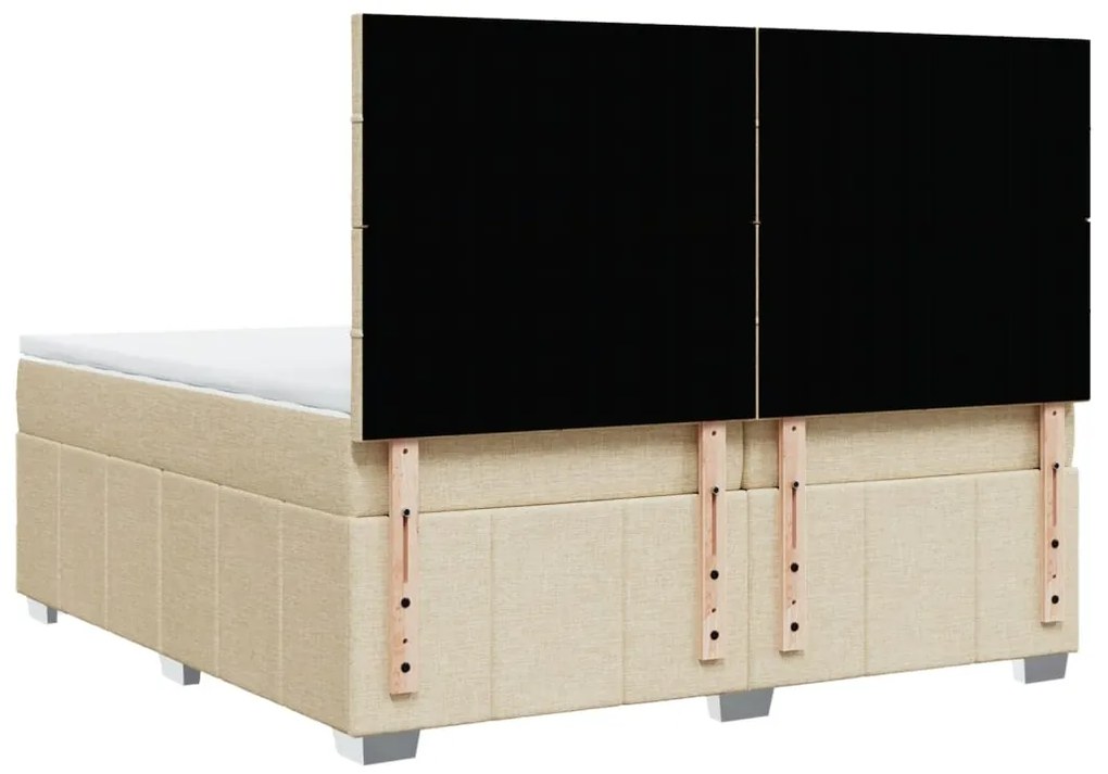 Cama com molas/colchão 200x200 cm tecido cor creme
