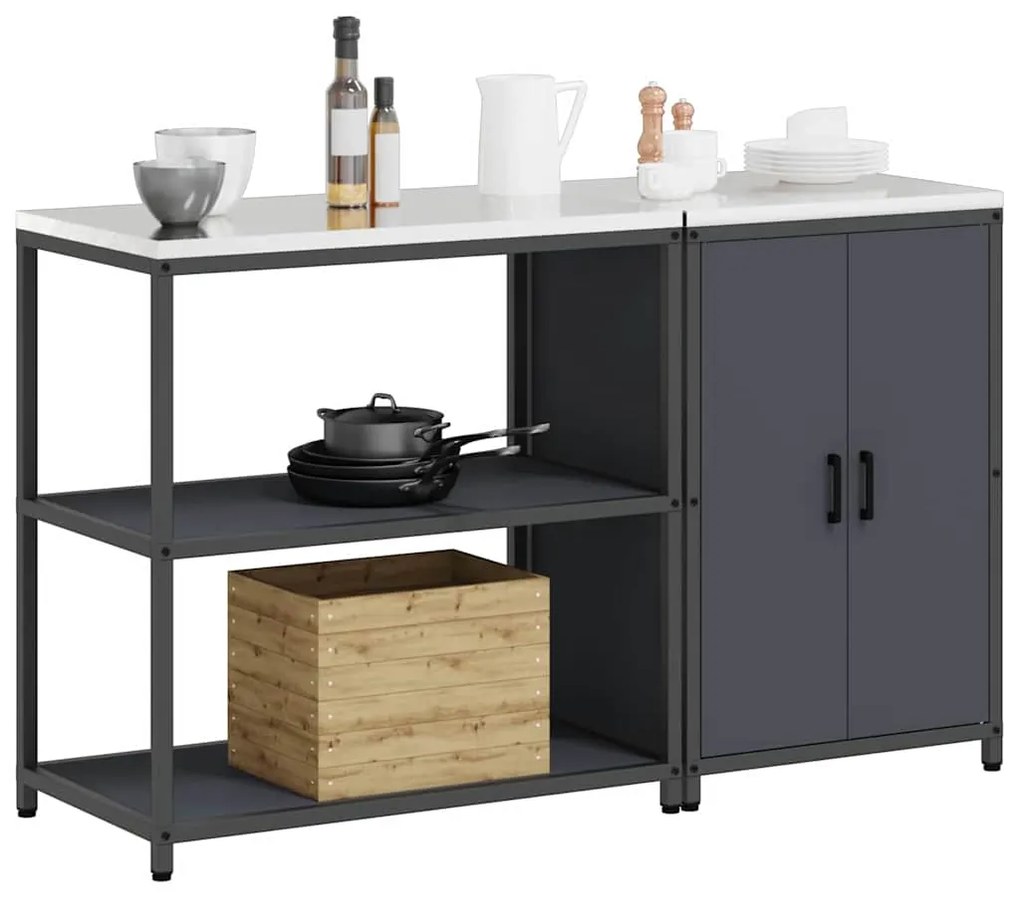 Conjunto de Armazenamento de Cozinha 2 pcs Cinzento-escuro
