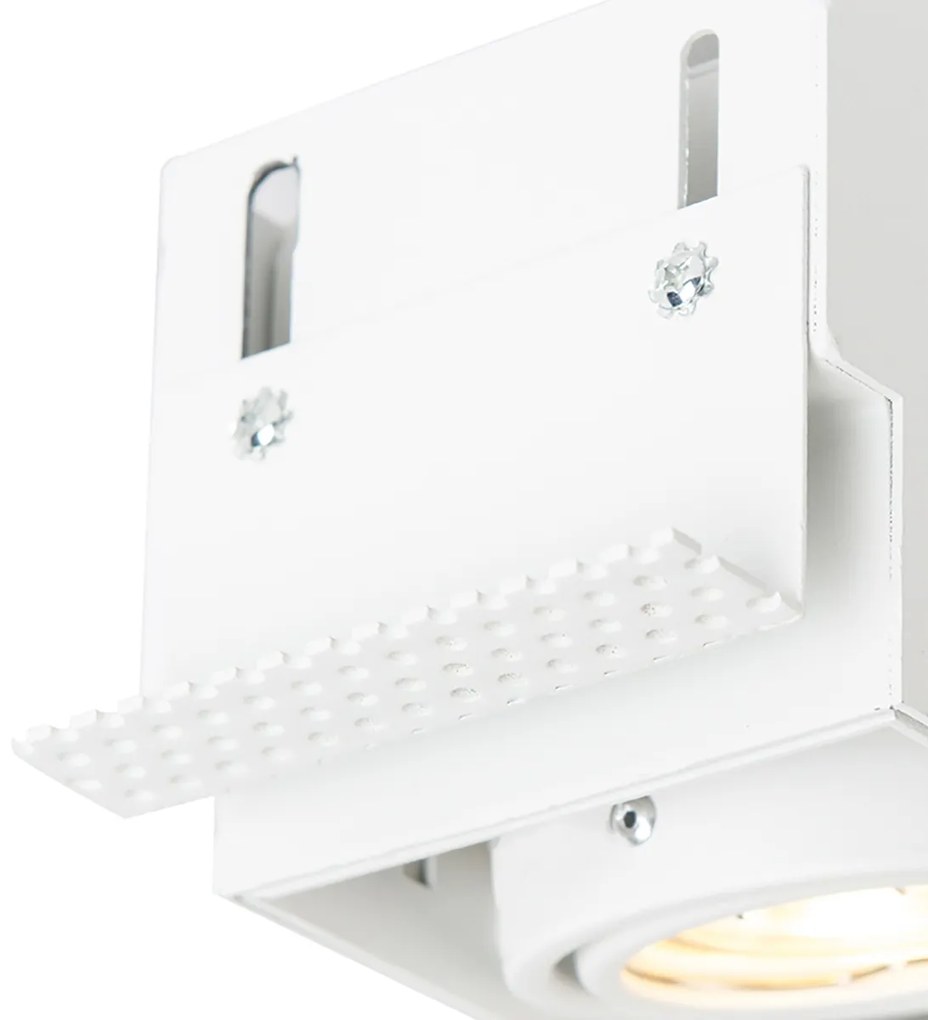 Conjunto de 3 focos embutidos brancos GU10 inclináveis sem moldura 2 luzes - Oneon Moderno