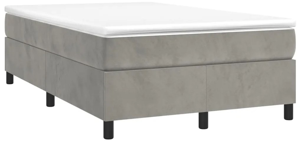 Cama boxspring c/ colchão 120x200 cm veludo cinzento-claro