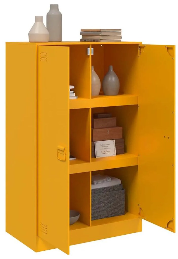 Aparador 67x39x107 cm aço amarelo mostarda