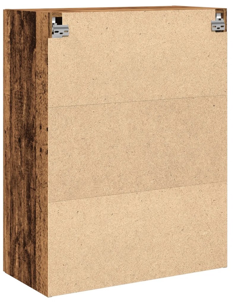 Armário Montado na Parede com Portas de Vidro - Madeira Velha - 69.5x3