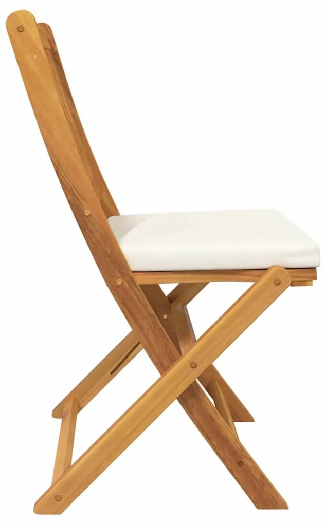 Cadeiras de Jardim Dobráveis vidaXL com Almofada Branca 4pcs de Madeir
