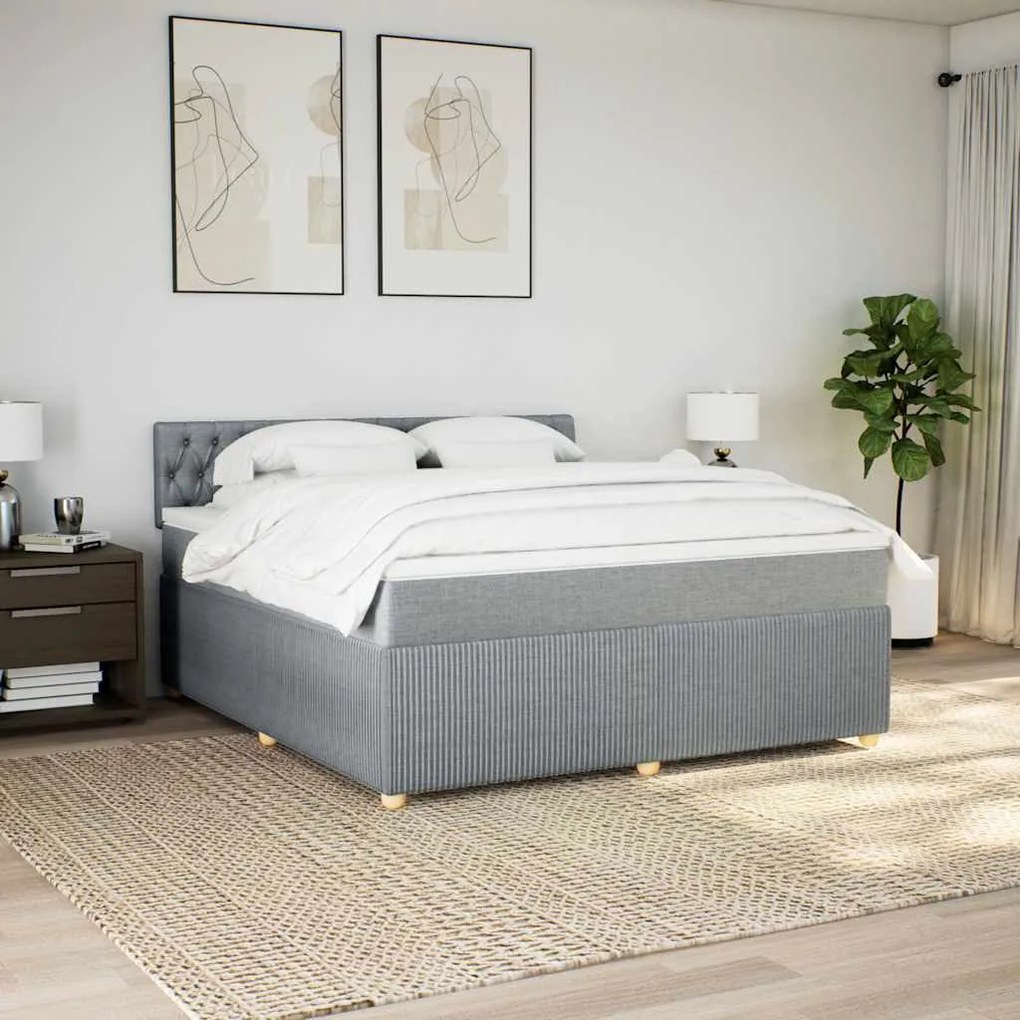 Cama com molas/colchão 180x200 cm tecido cinzento-claro