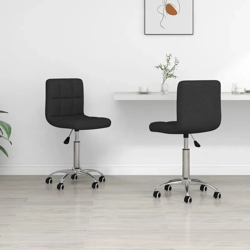 vidaXL Cadeiras de jantar giratórias 2 pcs tecido preto