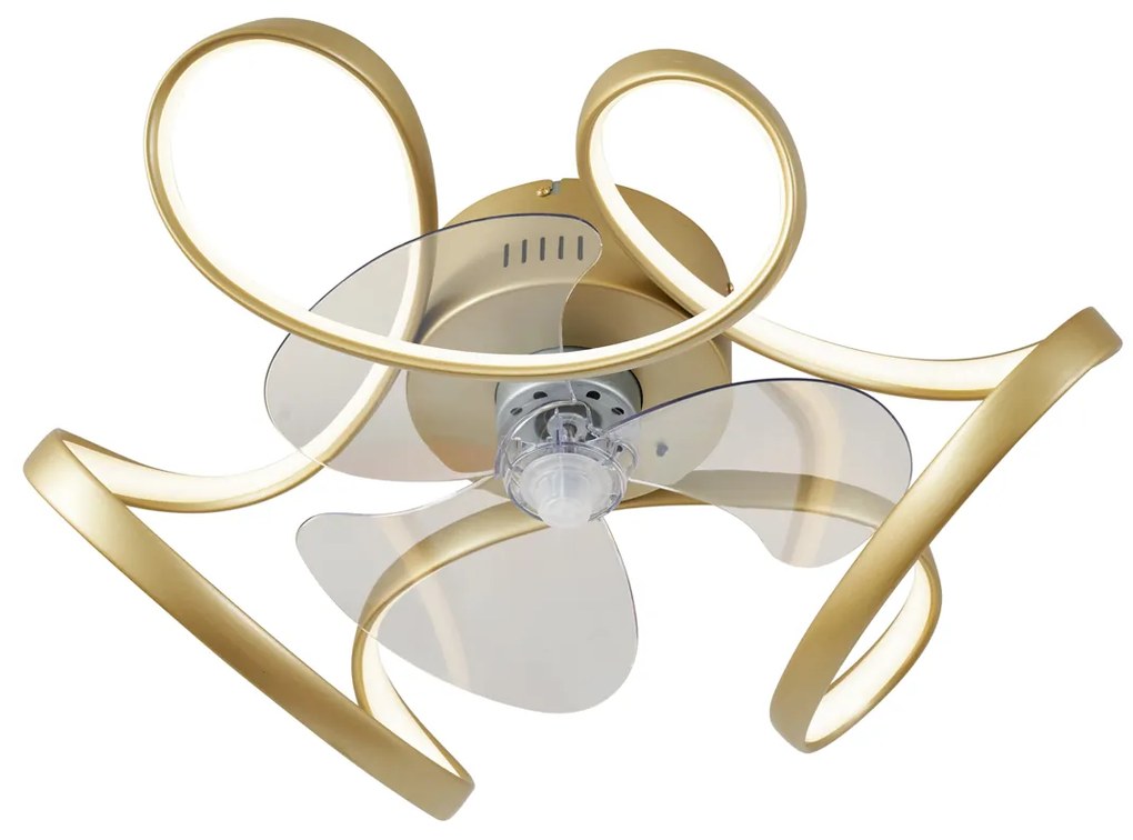 Ventilador de teto latão 55cm incl. LED regulável com controle remoto - Mandy Design