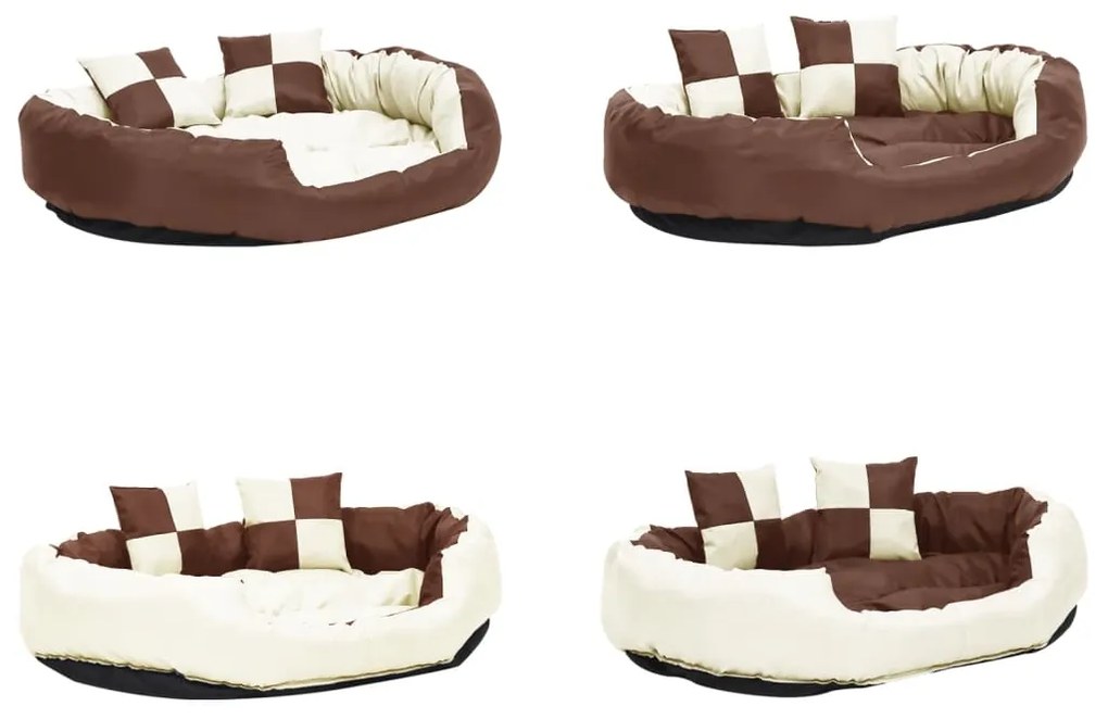 Almofadão p/ cães reversível lavável 110x80x23cm castanho/creme